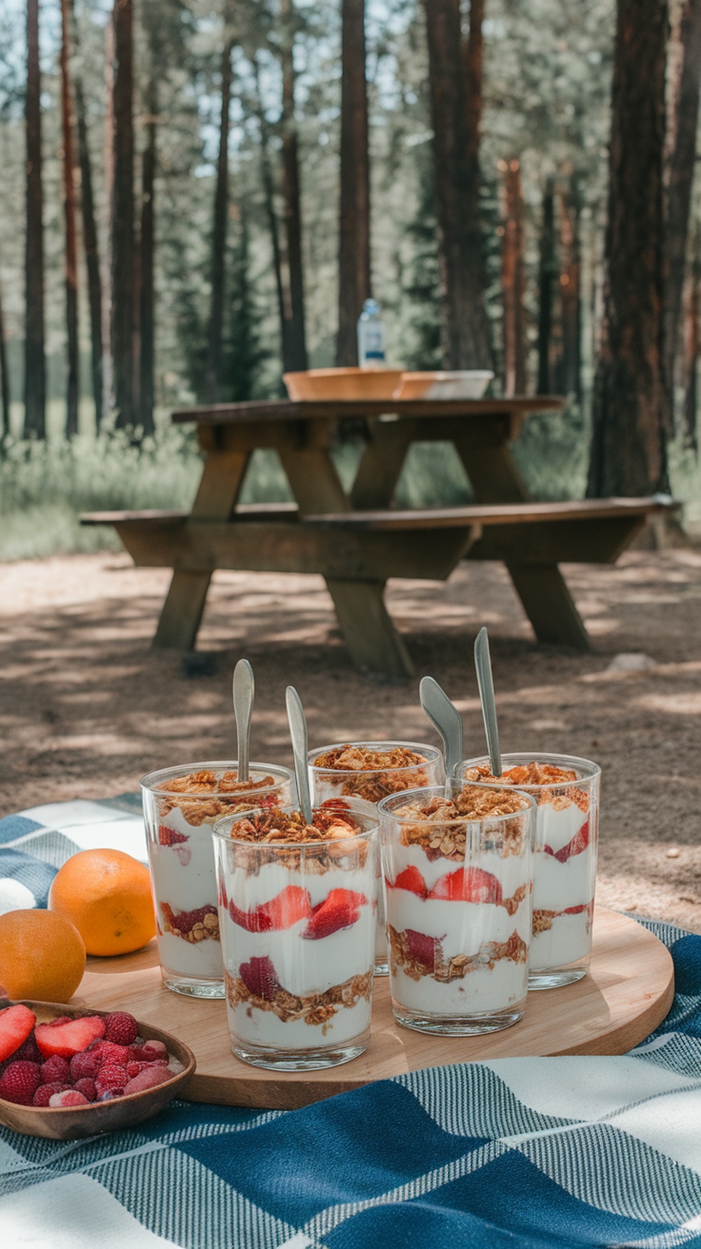Campfire Fruit and Yogurt Parfaits with fresh fruits and granola